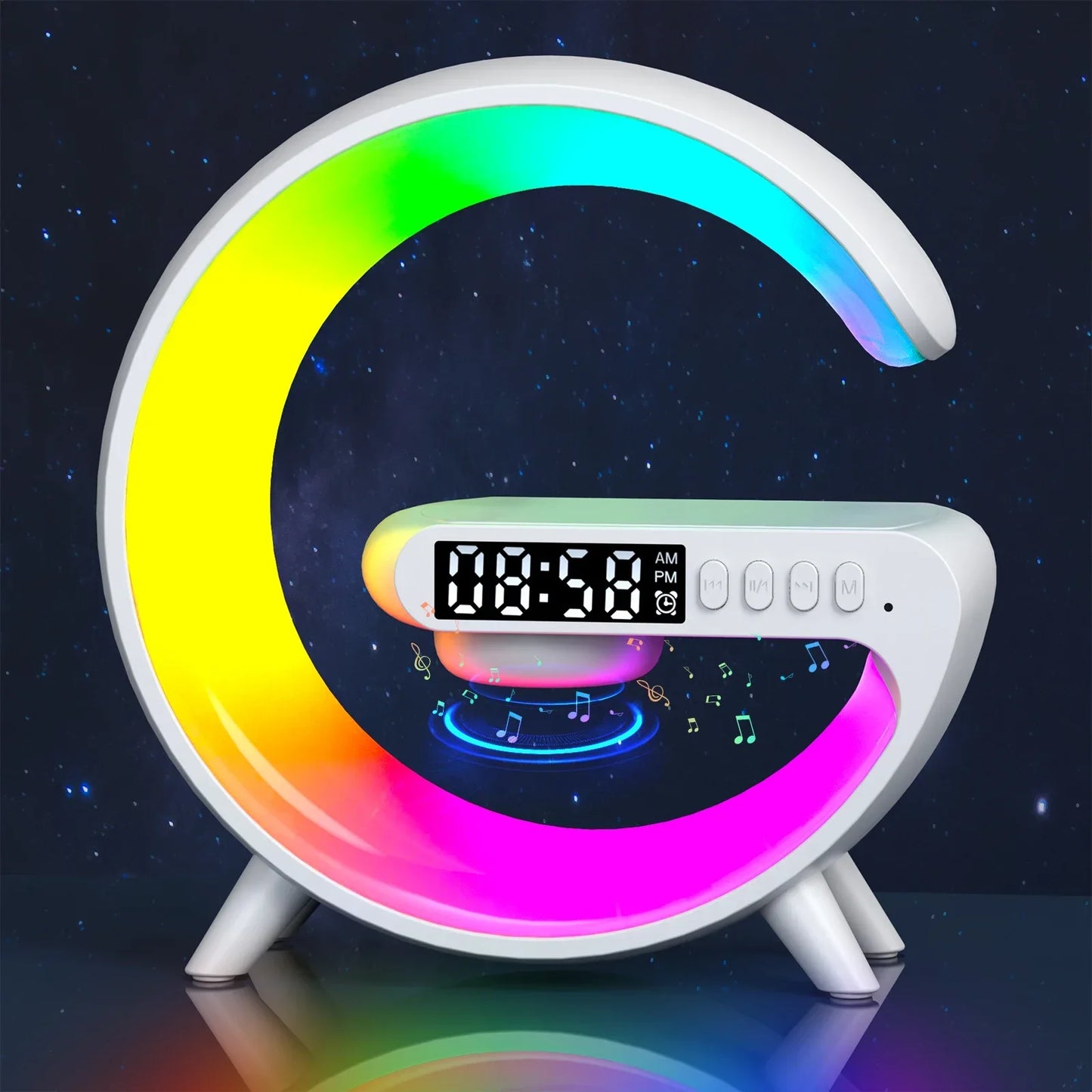 Revolutionary Wireless Charger Pad with Bluetooth Speaker and RGB Night Light - Fast Charging Station for iPhone and Samsung