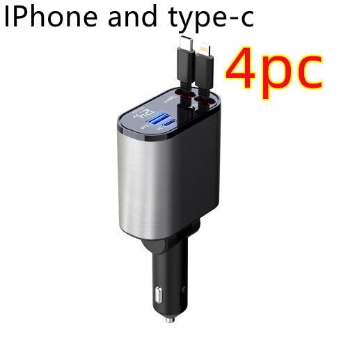 Ultra-Fast 100W Metal Car Charger - Dual USB & TYPE-C Adapter for Lightning Speed Charging