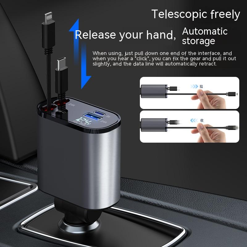 Ultra-Fast 100W Metal Car Charger - Dual USB & TYPE-C Adapter for Lightning Speed Charging
