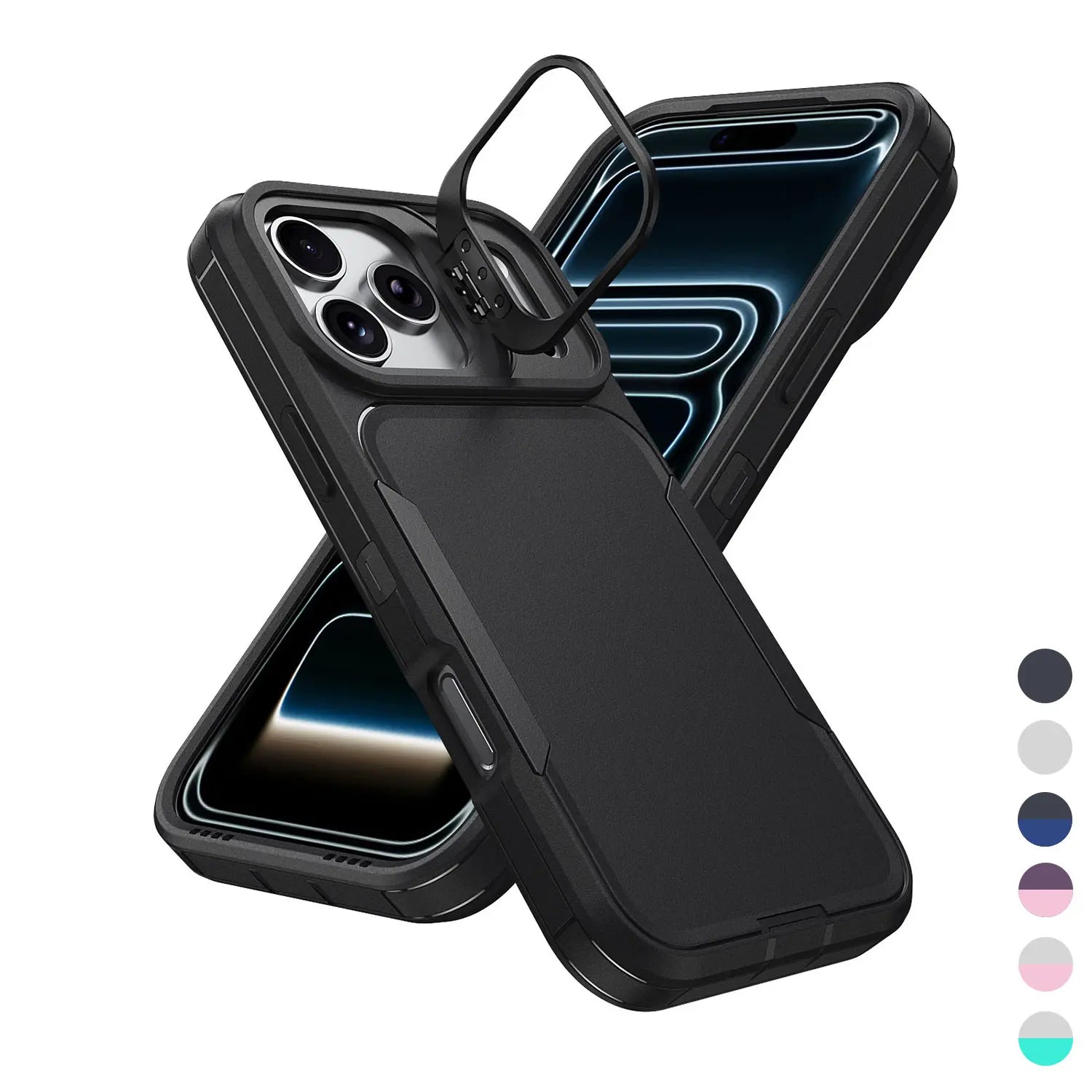 Ultimate Heavy Duty Shockproof Case for iPhone 17/15/14/13/12 Pro Max – Military Grade Protection & Built-In Camera Kickstand
