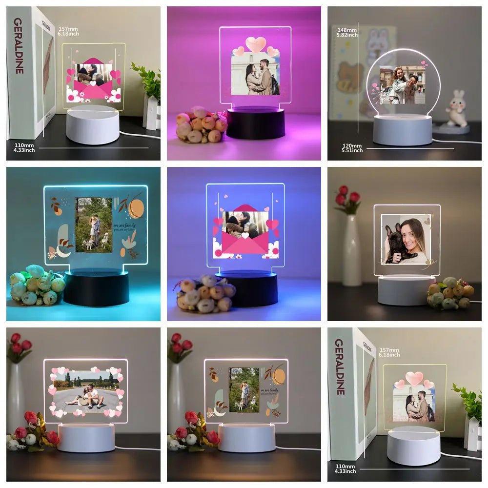 Illuminate Your Love: Customizable 3D Acrylic LED Night Lamp for Couples – Perfect Gift for Birthdays and Weddings!