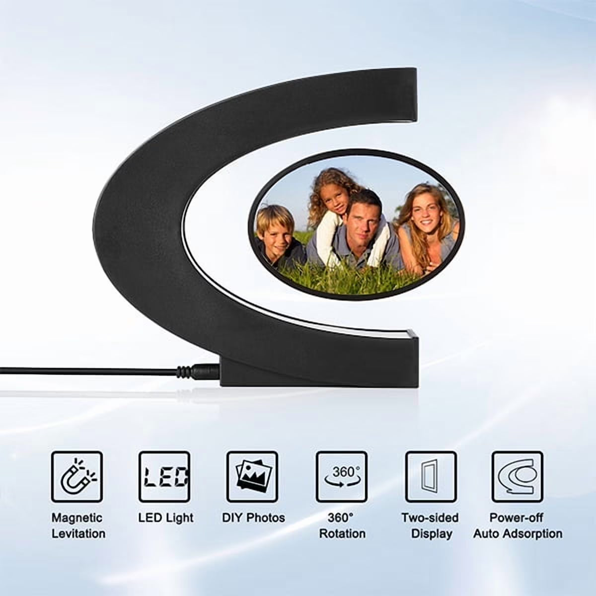 Elevate Your Memories with the Levitating C Shape Photo Frame - Magical Floating Display with Colorful LED Lights