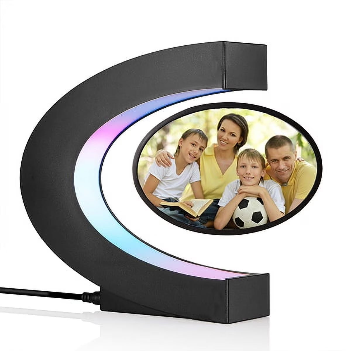 Elevate Your Memories with the Levitating C Shape Photo Frame - Magical Floating Display with Colorful LED Lights