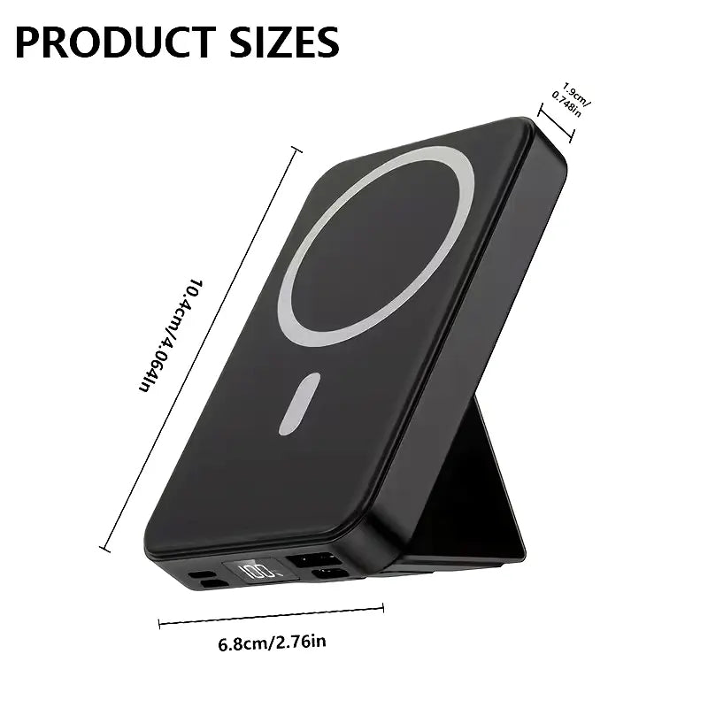 Elevate Your Charging Experience with the 10000mAh Magnetic Power Bank - Wireless Portable Charger for iPhone 12-16 Series with USB-C Cable and LED Display - Compact and Stylish Design in Black