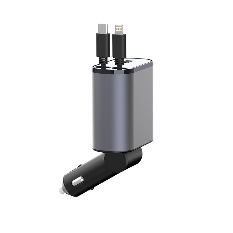 Ultra-Fast 100W Metal Car Charger - Dual USB & TYPE-C Adapter for Lightning Speed Charging