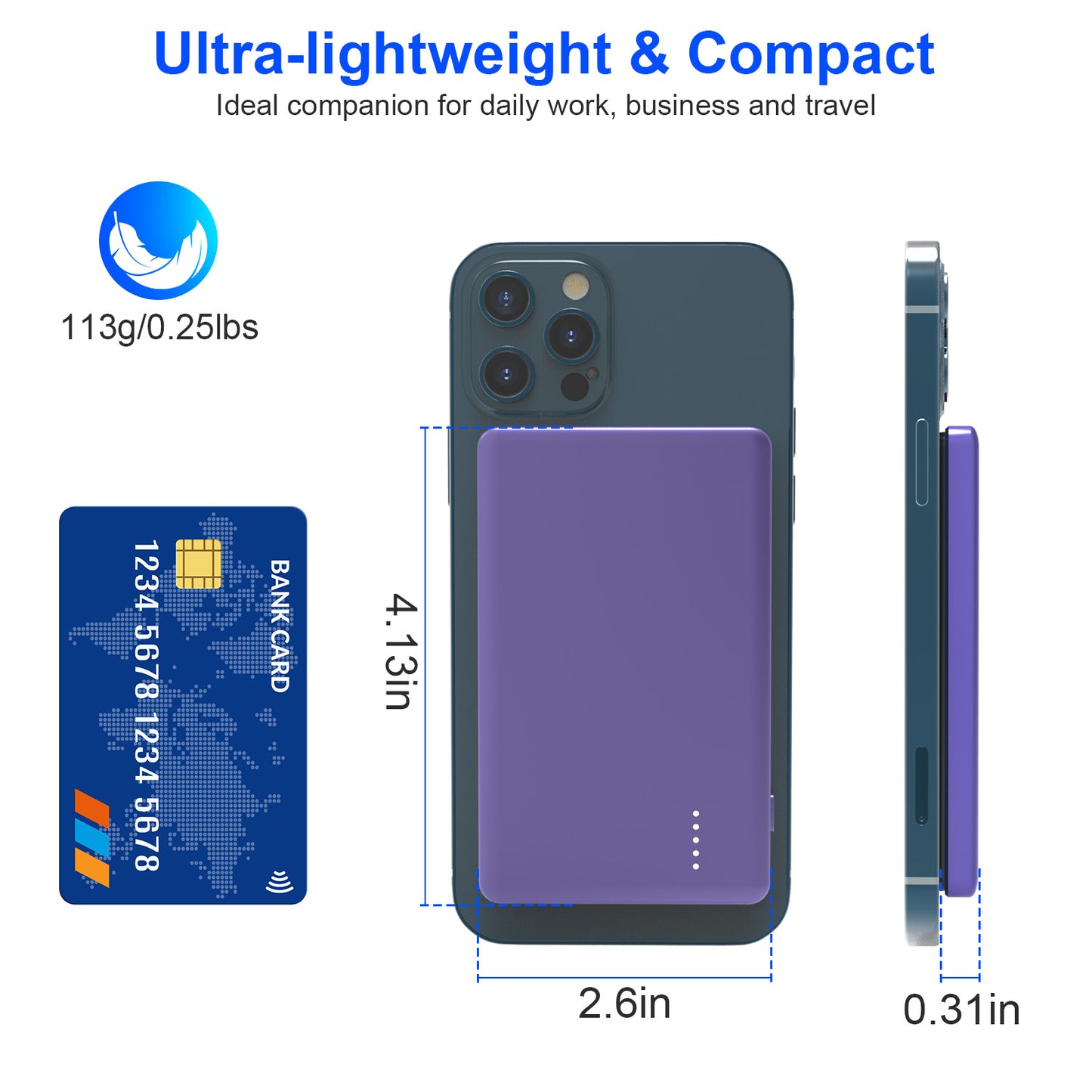 Revolutionary 2 in 1 Slim MagSafe Wireless Power Bank - 5000mAh PD20W Fast Charger for iPhone 15/14/13/12 and More