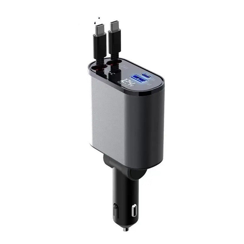 Ultra-Fast 100W Metal Car Charger - Dual USB & TYPE-C Adapter for Lightning Speed Charging