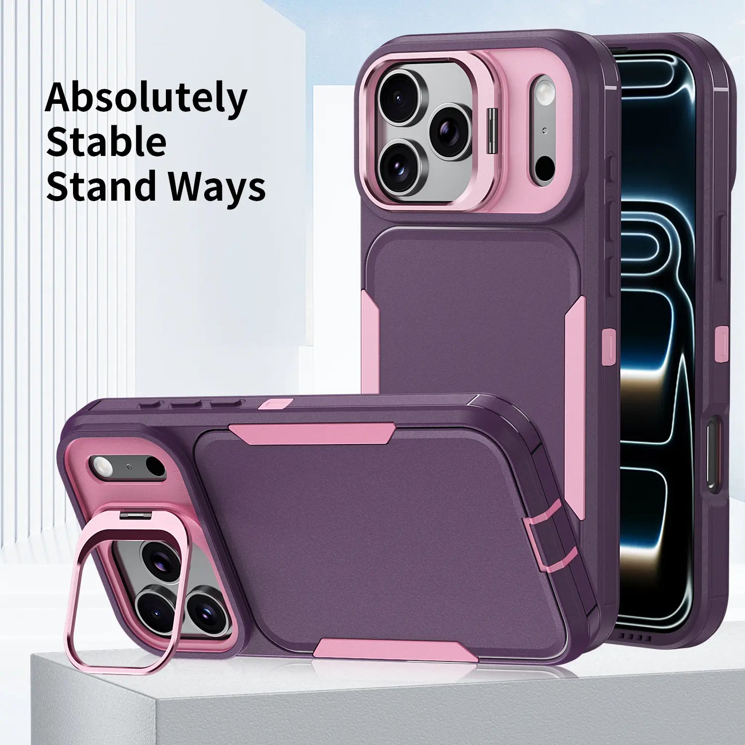 Ultimate Heavy Duty Shockproof Case for iPhone 17/15/14/13/12 Pro Max – Military Grade Protection & Built-In Camera Kickstand