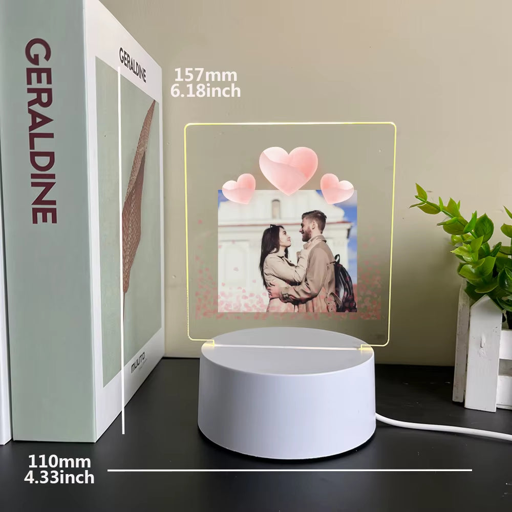 Illuminate Your Love: Customizable 3D Acrylic LED Night Lamp for Couples – Perfect Gift for Birthdays and Weddings!