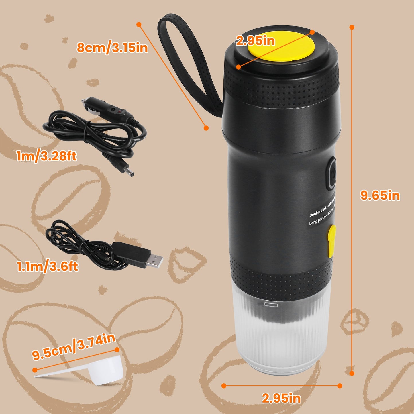 Experience Barista-Quality Coffee Anywhere with Our Portable Electric Espresso Machine – Perfect for Car, Camping, and Office!