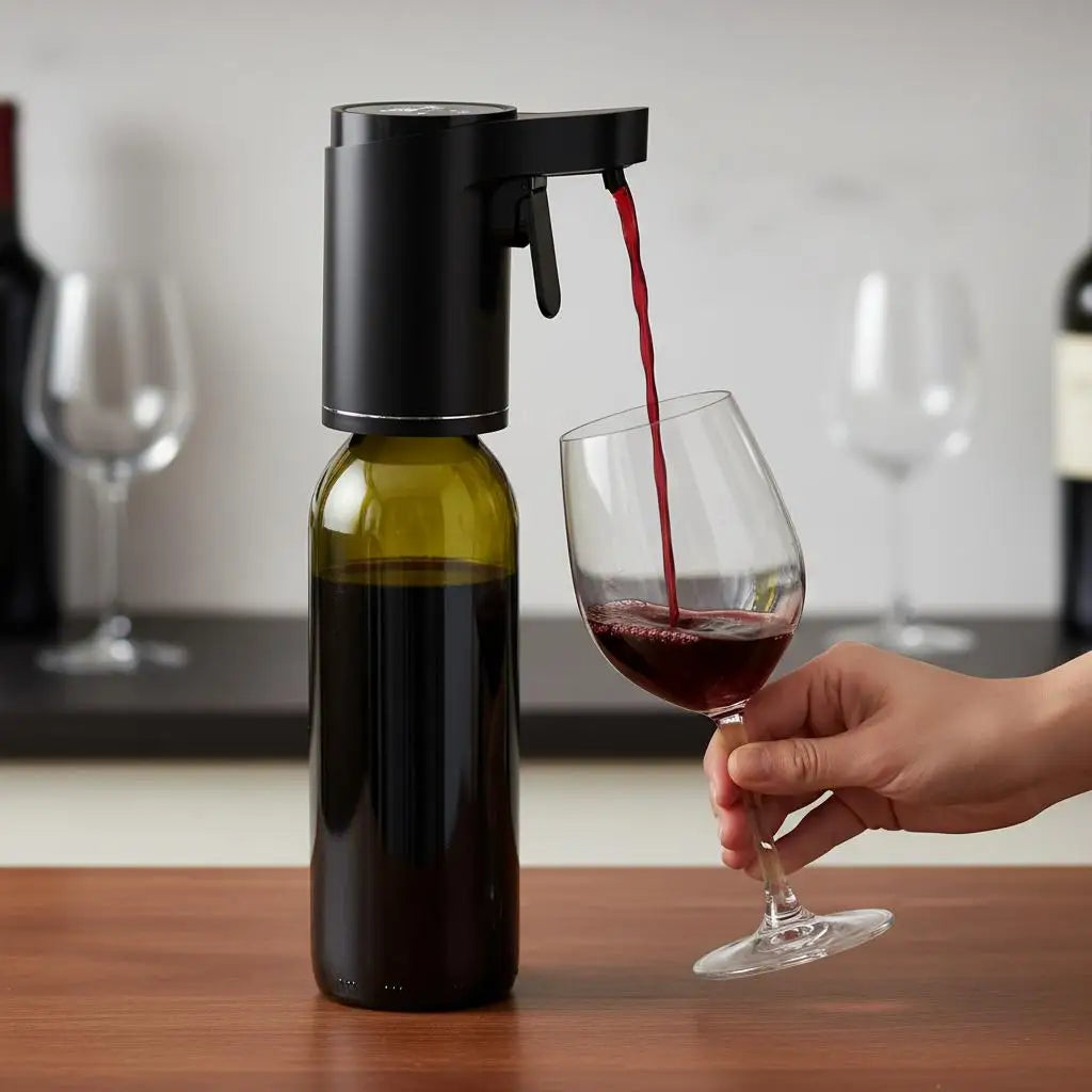 Experience Effortless Wine Pouring with the Adjustable Intelligent Induction Wine Extractor - USB Rechargeable and Touch Activated!
