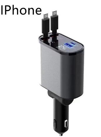 Ultra-Fast 100W Metal Car Charger - Dual USB & TYPE-C Adapter for Lightning Speed Charging