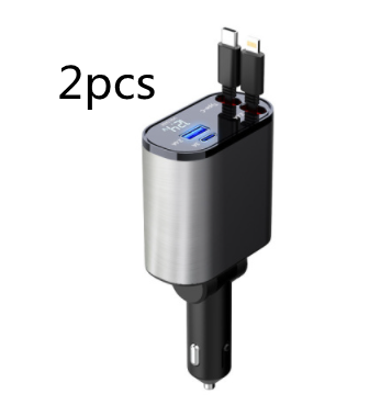 Ultra-Fast 100W Metal Car Charger - Dual USB & TYPE-C Adapter for Lightning Speed Charging