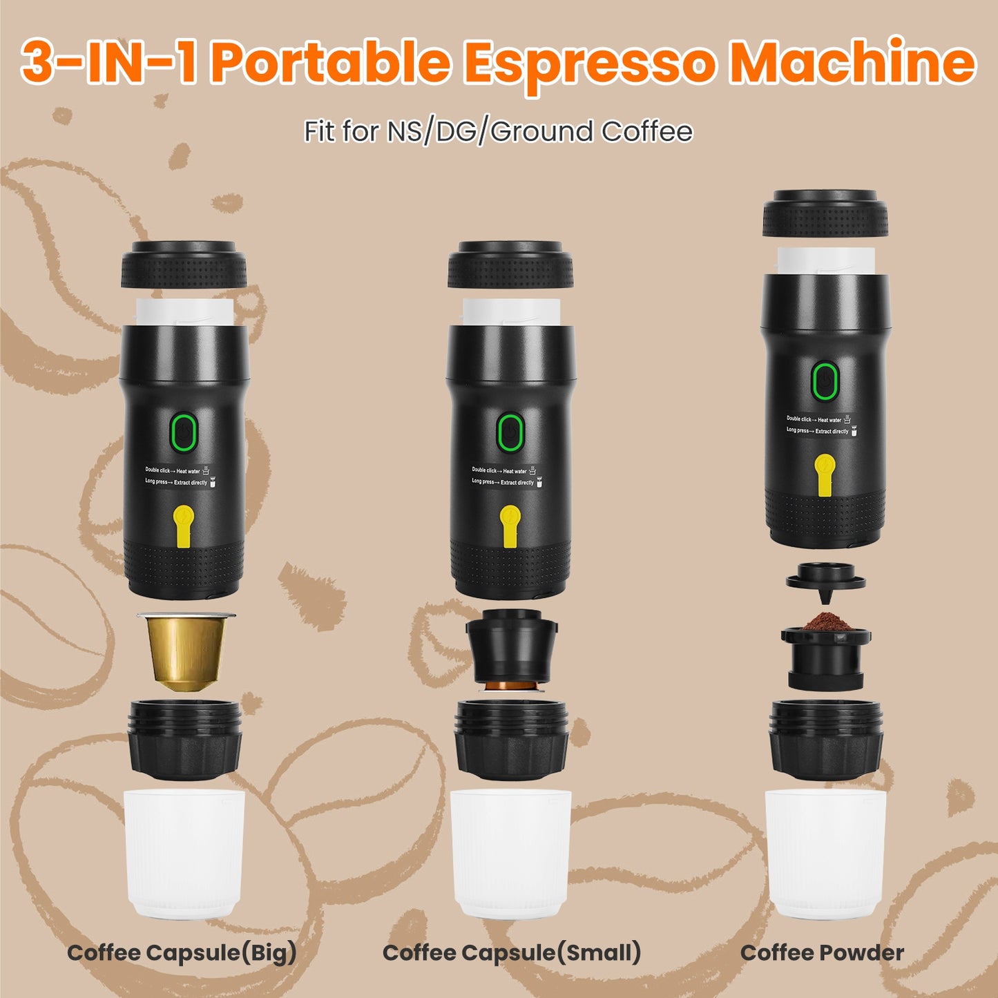 Experience Barista-Quality Coffee Anywhere with Our Portable Electric Espresso Machine – Perfect for Car, Camping, and Office!
