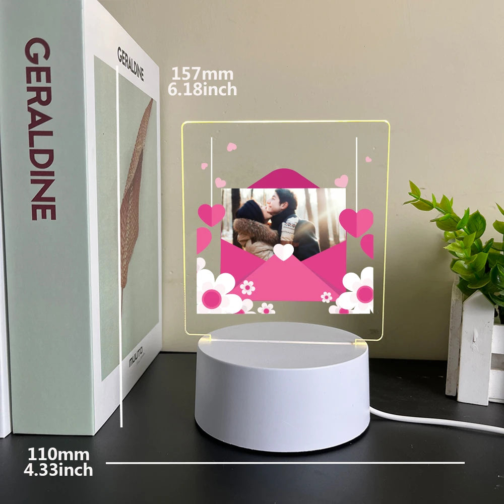 Illuminate Your Love: Customizable 3D Acrylic LED Night Lamp for Couples – Perfect Gift for Birthdays and Weddings!