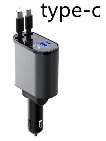 Ultra-Fast 100W Metal Car Charger - Dual USB & TYPE-C Adapter for Lightning Speed Charging