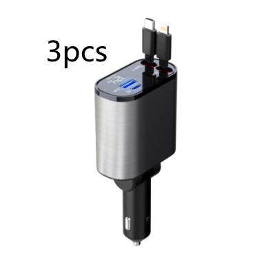 Ultra-Fast 100W Metal Car Charger - Dual USB & TYPE-C Adapter for Lightning Speed Charging