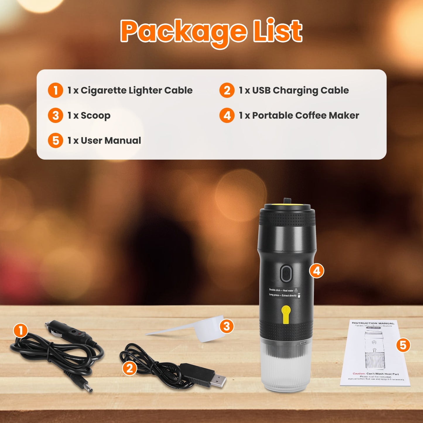 Experience Barista-Quality Coffee Anywhere with Our Portable Electric Espresso Machine – Perfect for Car, Camping, and Office!