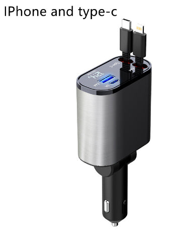 Ultra-Fast 100W Metal Car Charger - Dual USB & TYPE-C Adapter for Lightning Speed Charging