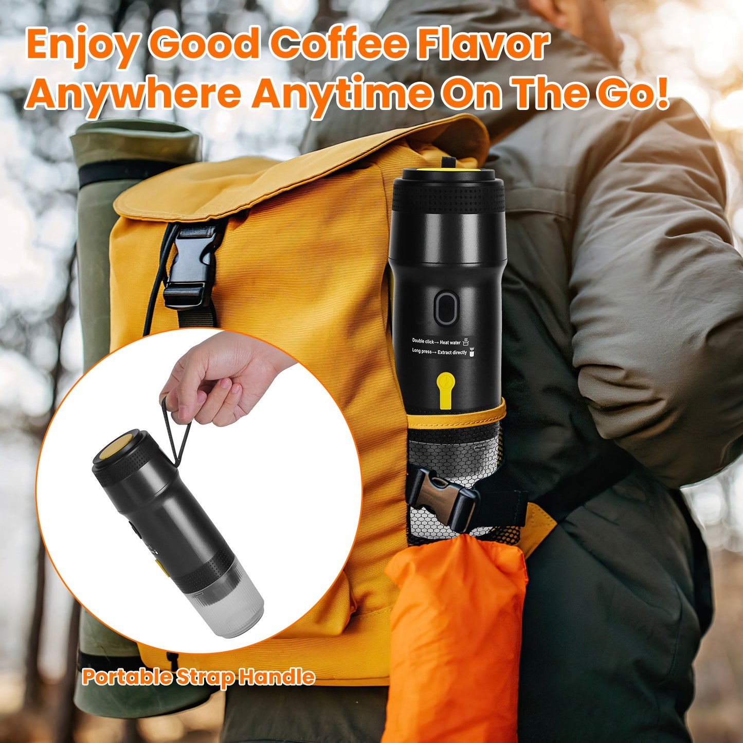 Experience Barista-Quality Coffee Anywhere with Our Portable Electric Espresso Machine – Perfect for Car, Camping, and Office!