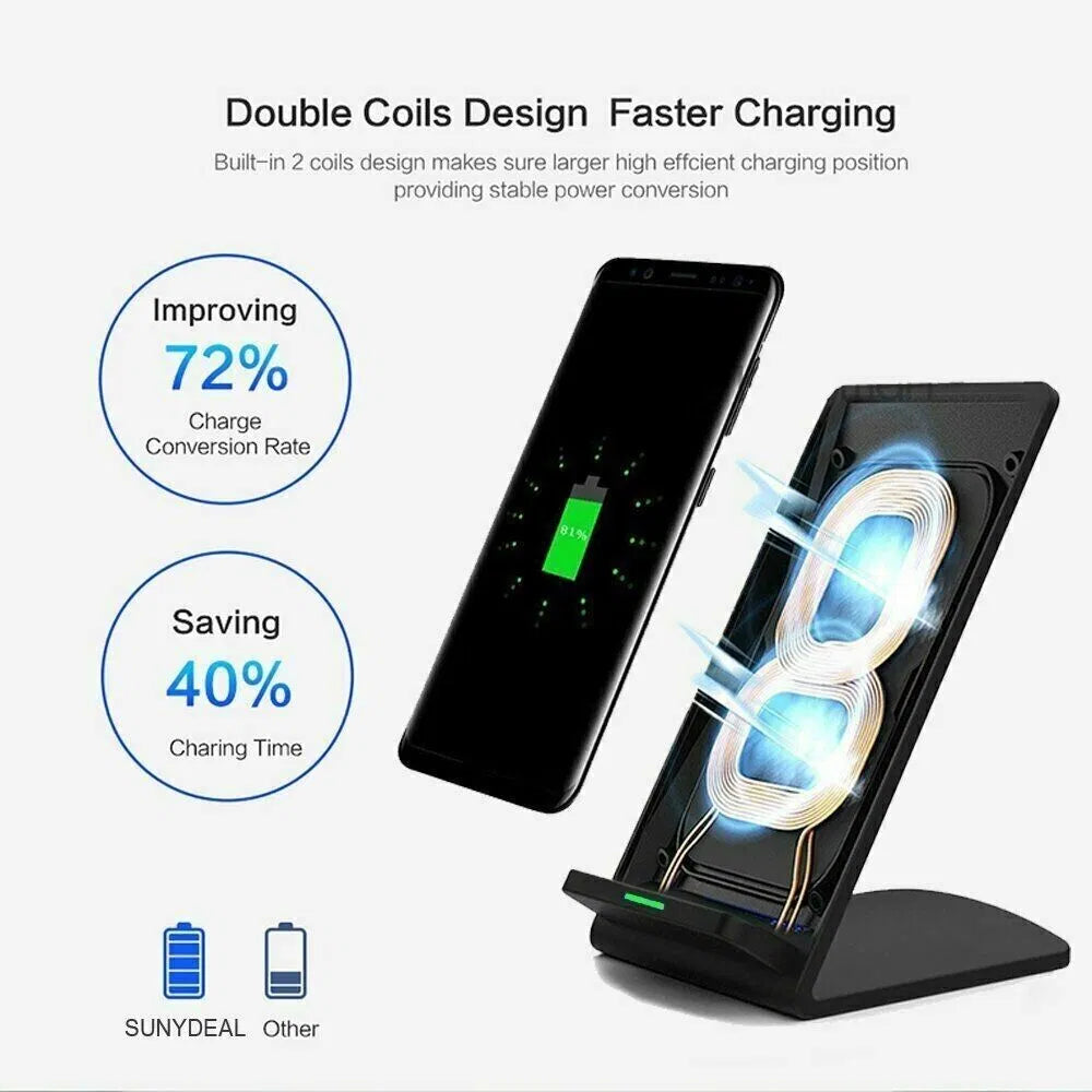 Experience Effortless Charging with the Qi Wireless Fast Charger Pad Stand for Galaxy Phones