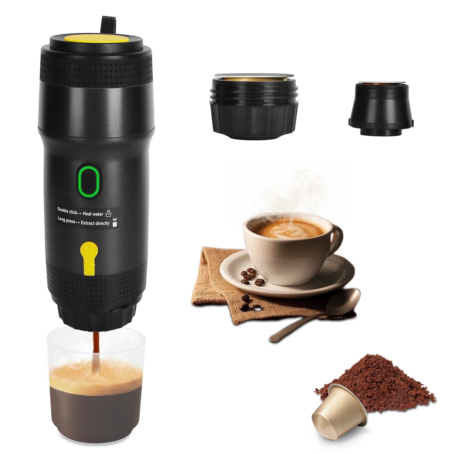 Experience Barista-Quality Coffee Anywhere with Our Portable Electric Espresso Machine – Perfect for Car, Camping, and Office!