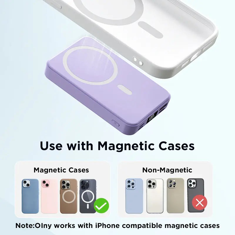 Elevate Your Charging Experience with the 10000mAh Magnetic Power Bank - Wireless Portable Charger for iPhone 12-16 Series with USB-C Cable and LED Display - Compact and Stylish Design in Black