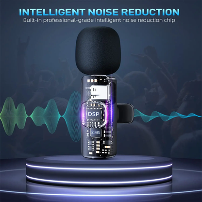 Wireless Lavalier Microphone for iPhone & USB-C | Noise-Reduced Crystal Clear Sound
