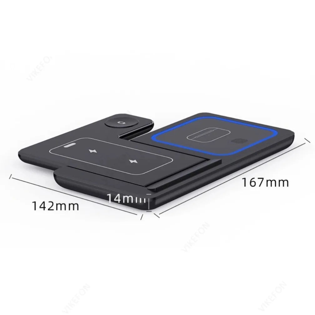 Ultimate 3-in-1 Foldable Wireless Charging Station for iPhone 17/16/15/14/13/12 Pro Max, iWatch, and AirPods Pro - Fast Charging Dock with LED Light