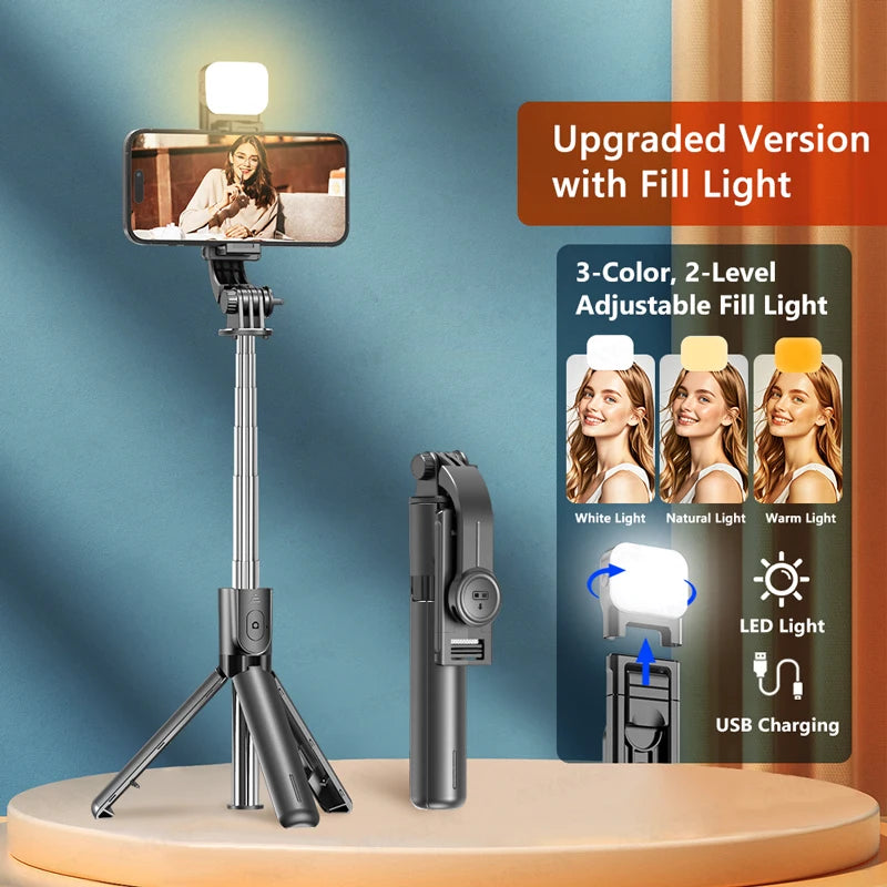 Capture Every Moment with the F01 Selfie Stick Tripod - 360° Rotation, Extendable, and Bluetooth Remote for iPhone and Android