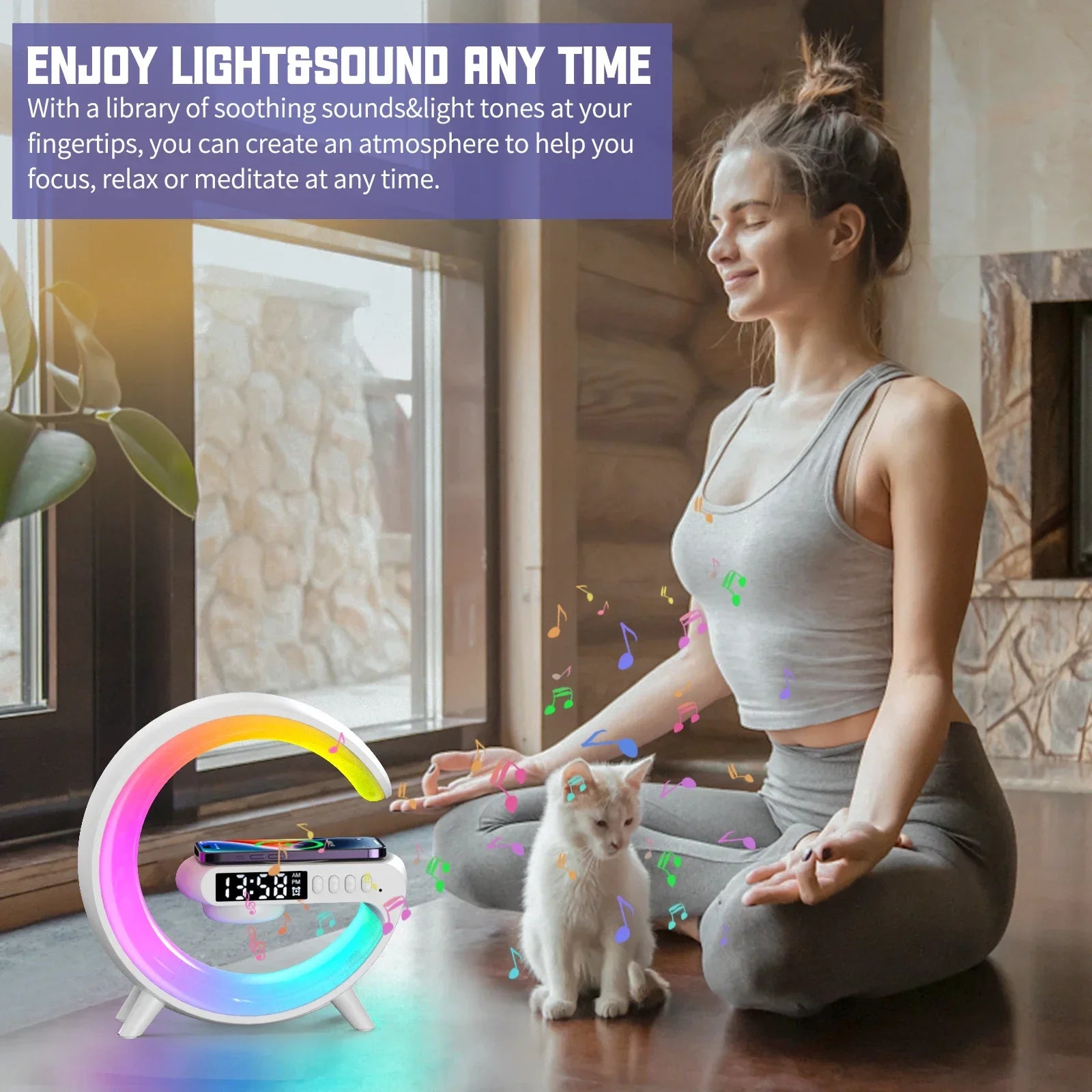 Revolutionary Wireless Charger Pad with Bluetooth Speaker and RGB Night Light - Fast Charging Station for iPhone and Samsung