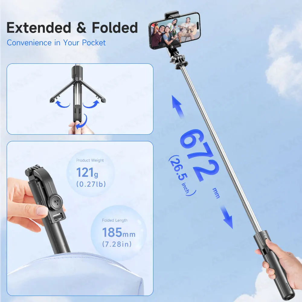 Capture Every Moment with the F01 Selfie Stick Tripod - 360° Rotation, Extendable, and Bluetooth Remote for iPhone and Android