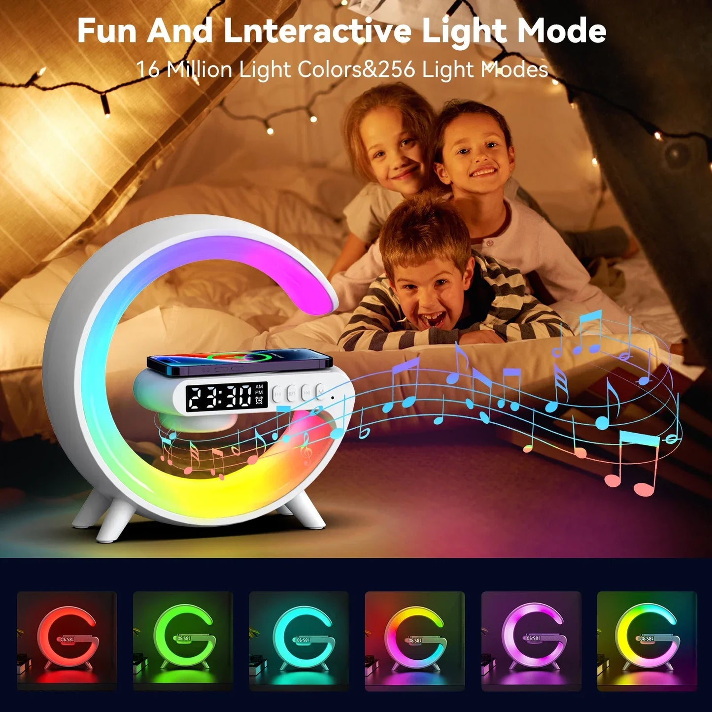 Revolutionary Wireless Charger Pad with Bluetooth Speaker and RGB Night Light - Fast Charging Station for iPhone and Samsung