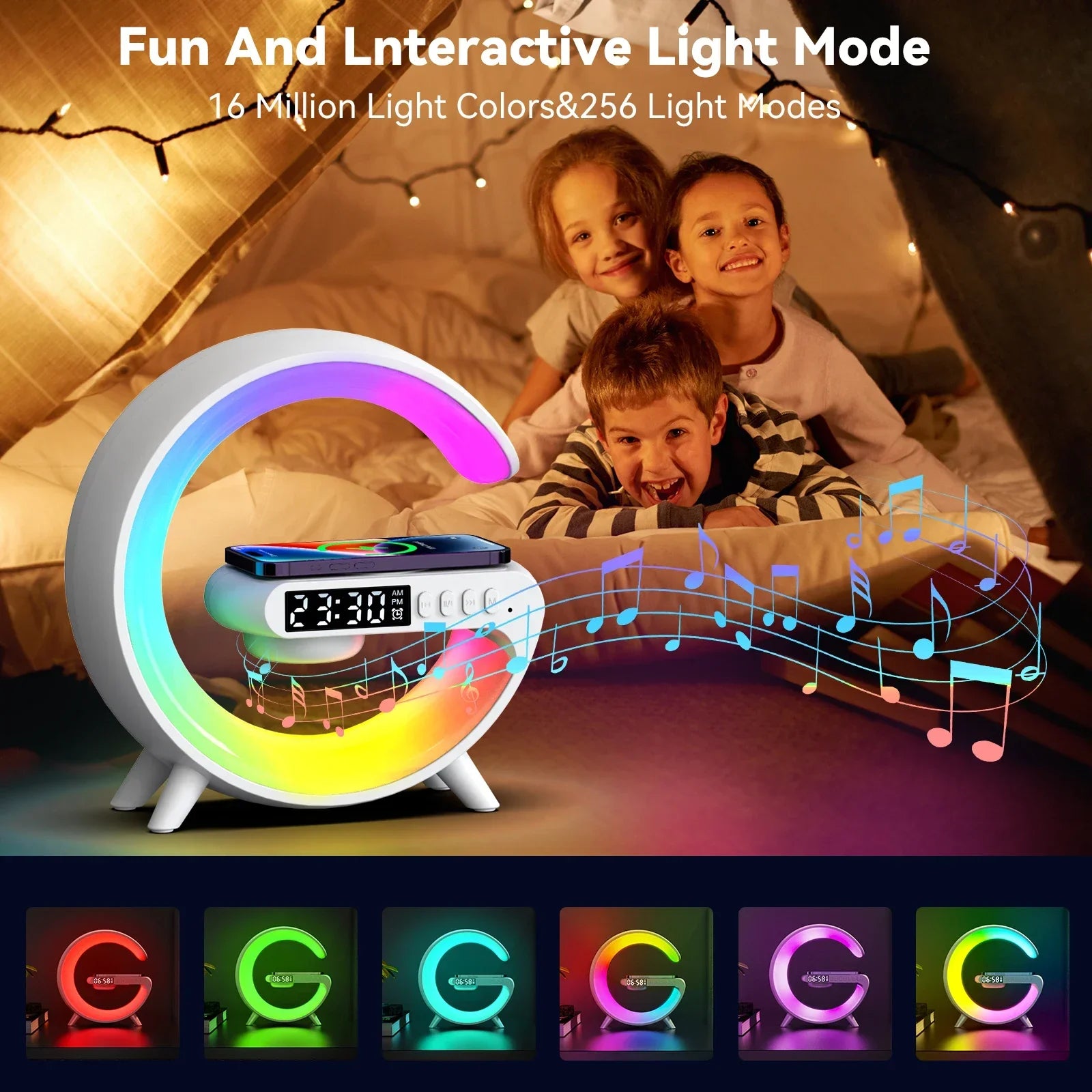 Revolutionary Wireless Charger Pad with Bluetooth Speaker and RGB Night Light - Fast Charging Station for iPhone and Samsung