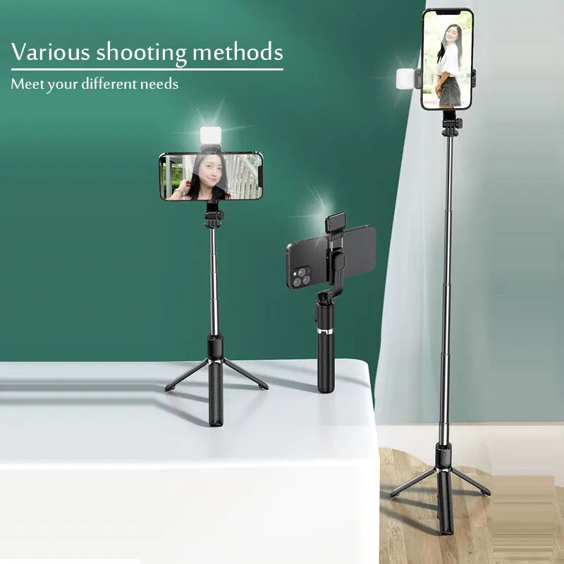 Capture Every Moment with Our Versatile 103CM Bluetooth Selfie Stick Tripod – Complete with Remote Shutter and Selfie Light!