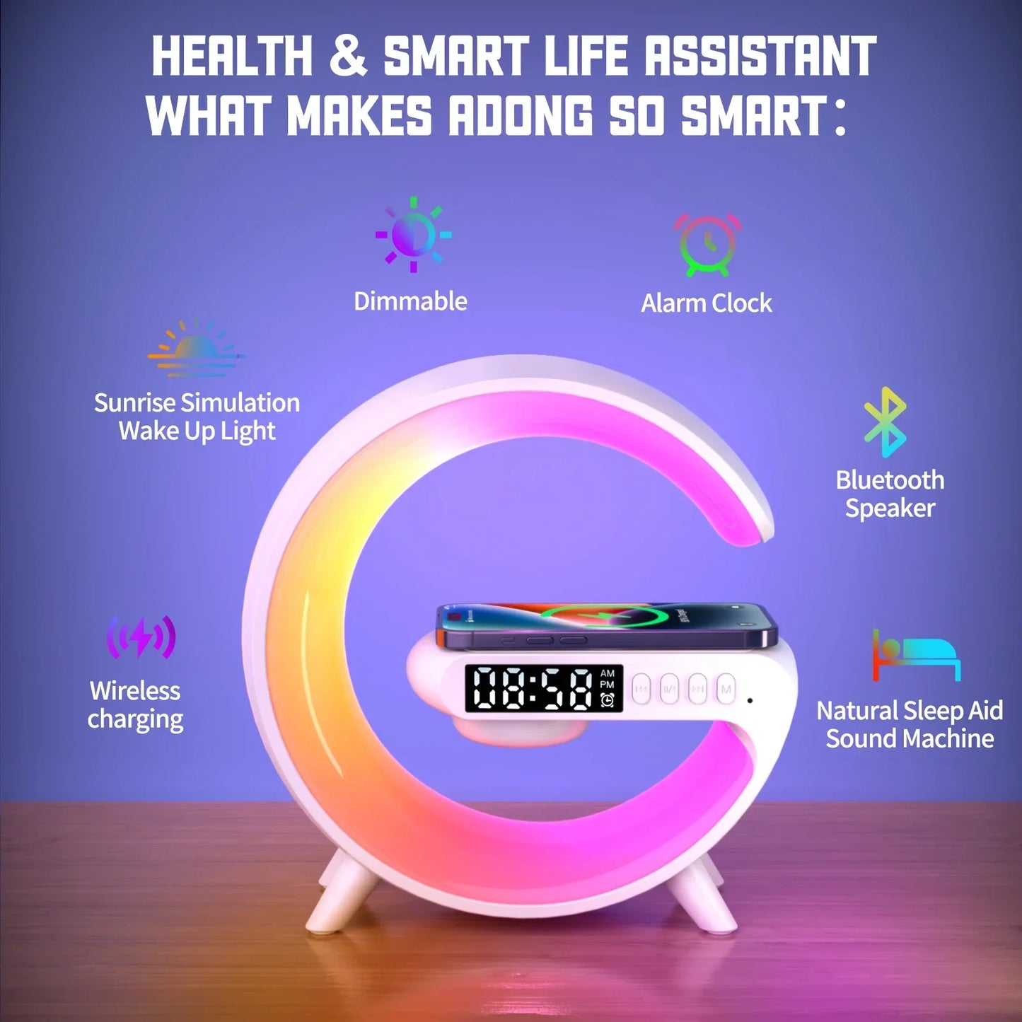 Revolutionary Wireless Charger Pad with Bluetooth Speaker and RGB Night Light - Fast Charging Station for iPhone and Samsung