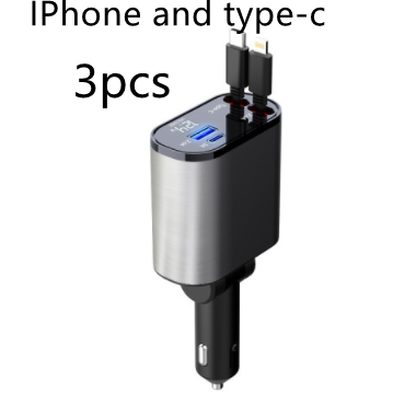 Ultra-Fast 100W Metal Car Charger - Dual USB & TYPE-C Adapter for Lightning Speed Charging