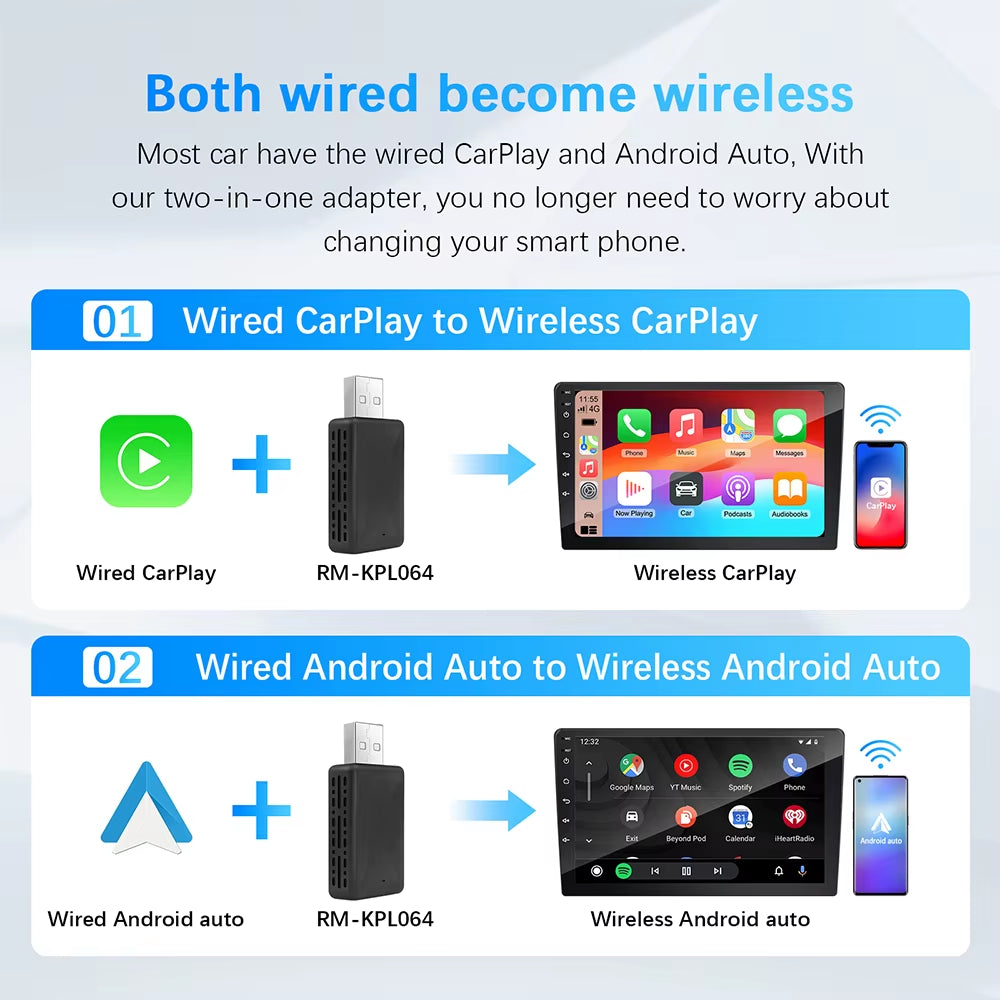 Transform Your Drive with the 2-in-1 Wireless CarPlay and Android Auto Adapter - Effortless Connectivity for Your Car!