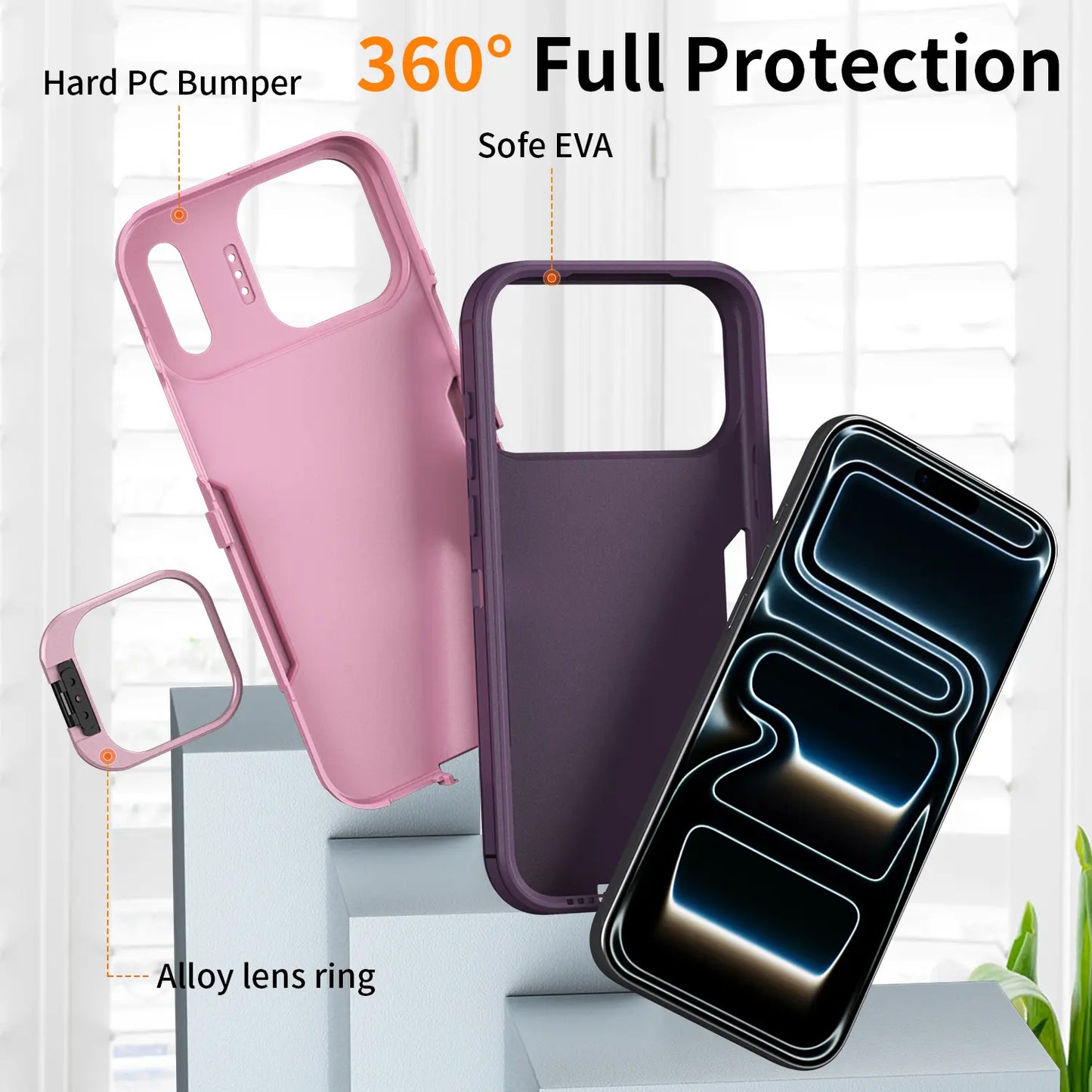 Ultimate Heavy Duty Shockproof Case for iPhone 17/15/14/13/12 Pro Max – Military Grade Protection & Built-In Camera Kickstand