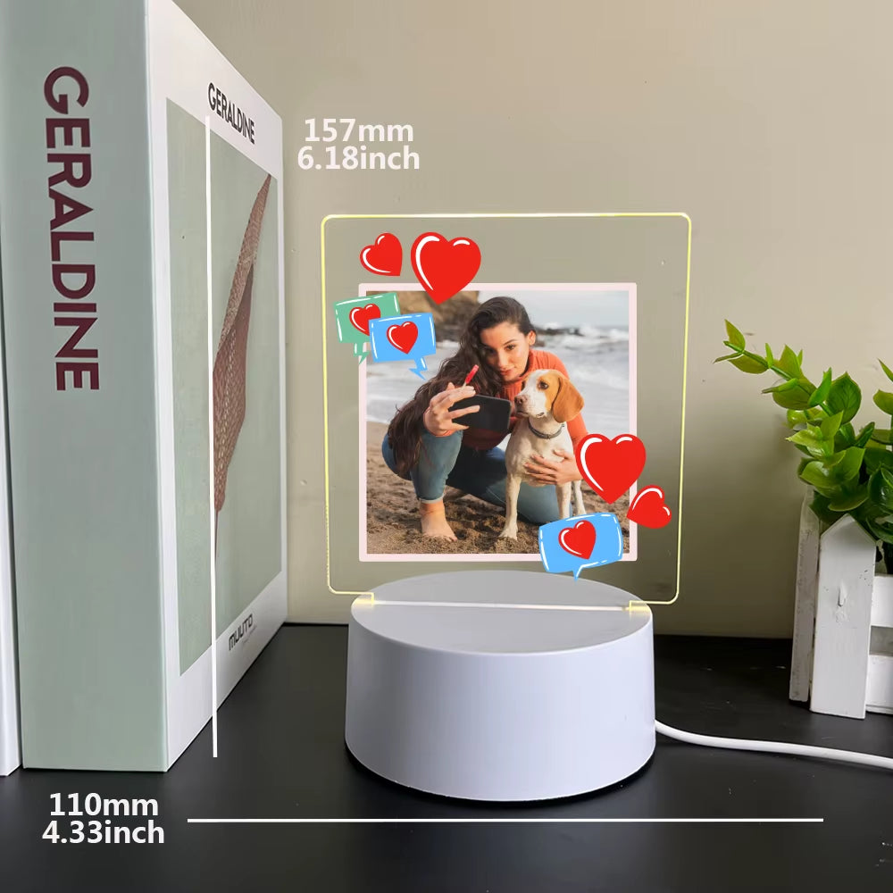 Illuminate Your Love: Customizable 3D Acrylic LED Night Lamp for Couples – Perfect Gift for Birthdays and Weddings!