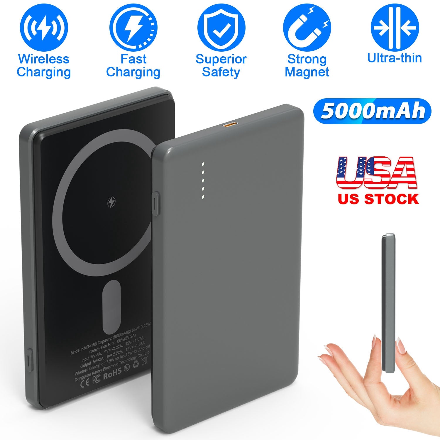 Revolutionary 2 in 1 Slim MagSafe Wireless Power Bank - 5000mAh PD20W Fast Charger for iPhone 15/14/13/12 and More