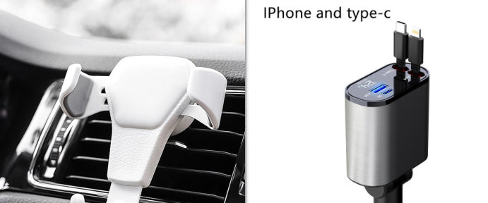 Ultra-Fast 100W Metal Car Charger - Dual USB & TYPE-C Adapter for Lightning Speed Charging