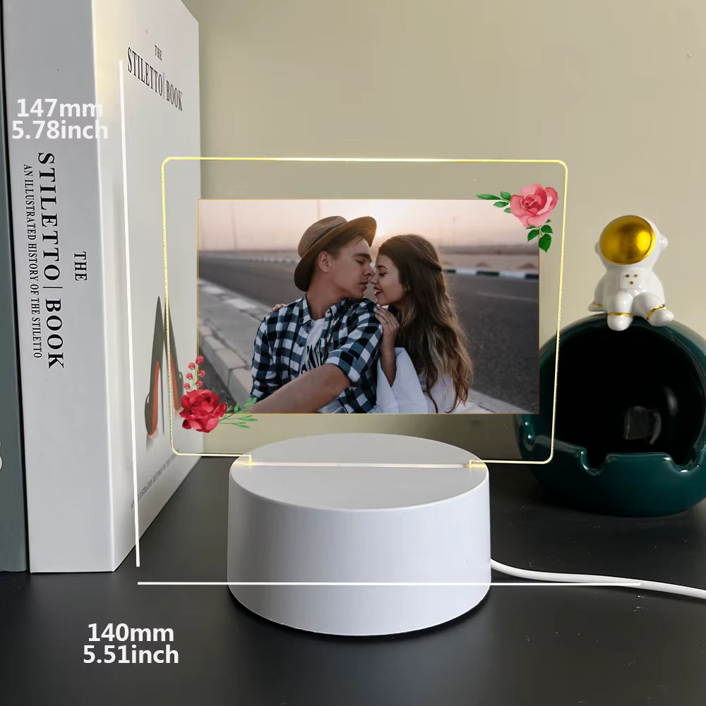 Illuminate Your Love: Customizable 3D Acrylic LED Night Lamp for Couples – Perfect Gift for Birthdays and Weddings!