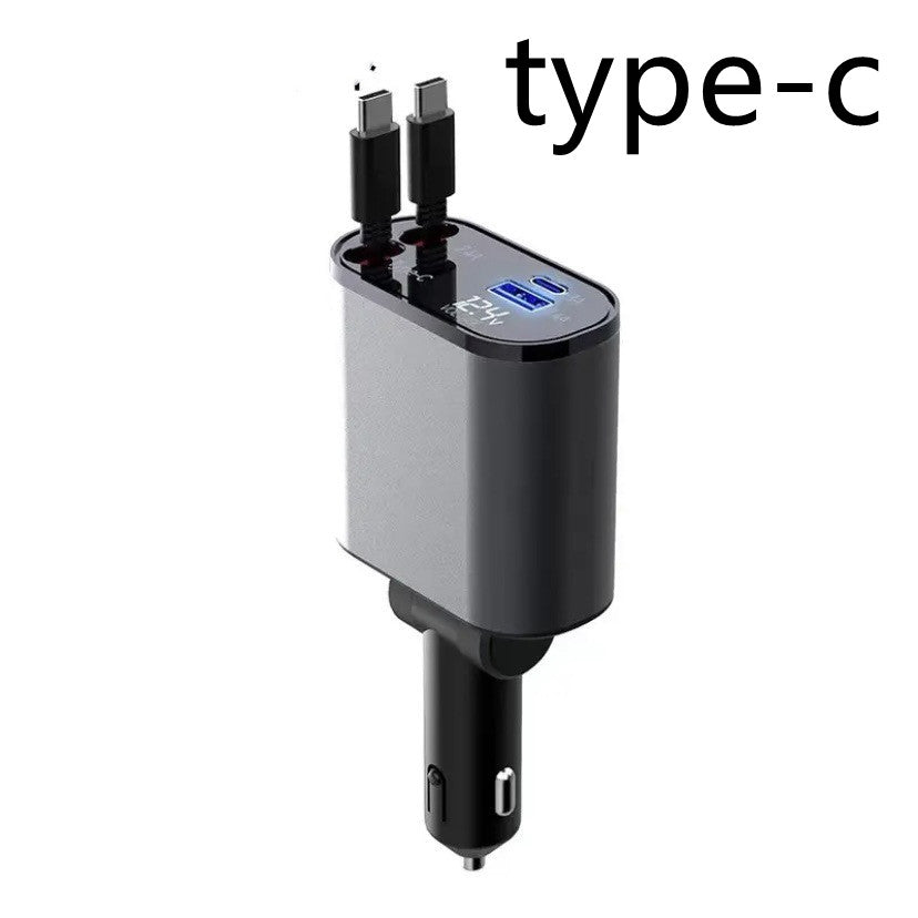 Ultra-Fast 100W Metal Car Charger - Dual USB & TYPE-C Adapter for Lightning Speed Charging