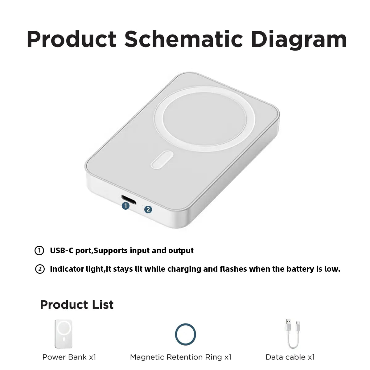Experience Ultimate Convenience with the 5000mAh Magnetic Power Bank - MagSafe Wireless Fast Charger for iPhone 12-17 Pro/Pro Max, Your Perfect On-the-Go Battery Companion!