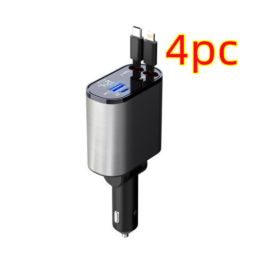 Ultra-Fast 100W Metal Car Charger - Dual USB & TYPE-C Adapter for Lightning Speed Charging