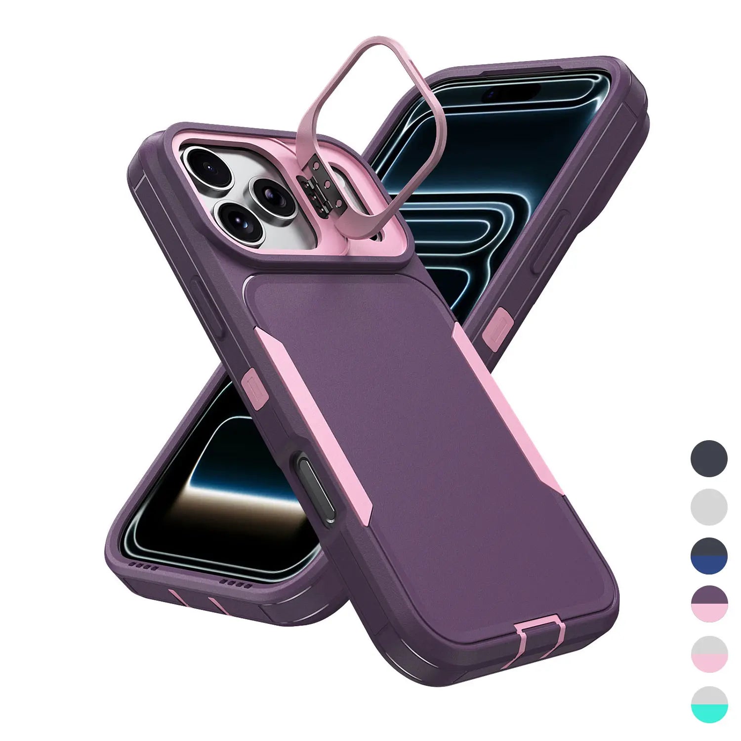 Ultimate Heavy Duty Shockproof Case for iPhone 17/15/14/13/12 Pro Max – Military Grade Protection & Built-In Camera Kickstand